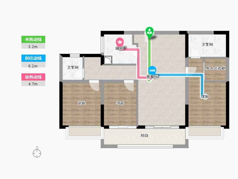 陕西省-榆林市-榆林壹号院-93.76-户型库-动静线