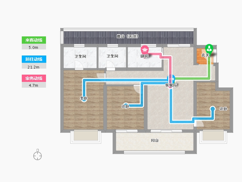 江苏省-南京市-孔雀城·湖畔澜庭-93.99-户型库-动静线