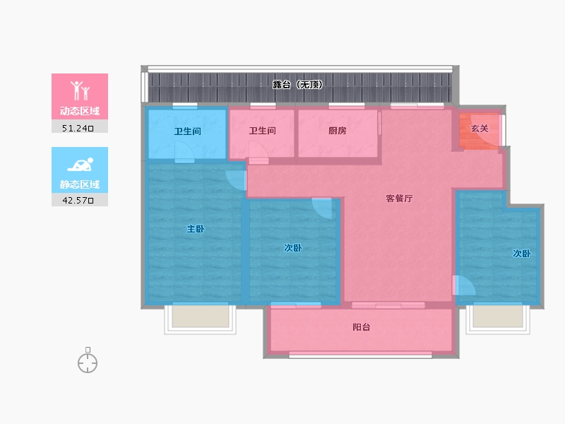 江苏省-南京市-孔雀城·湖畔澜庭-93.99-户型库-动静分区