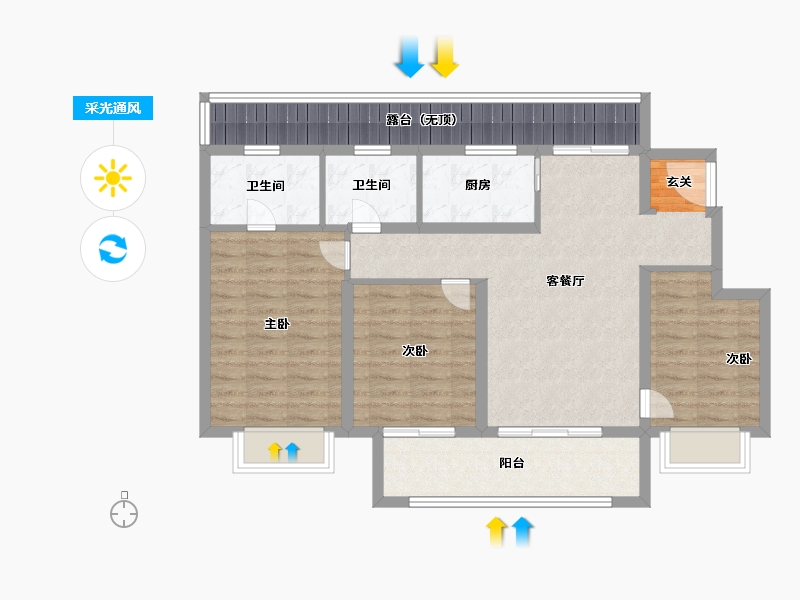 江苏省-南京市-孔雀城·湖畔澜庭-93.99-户型库-采光通风