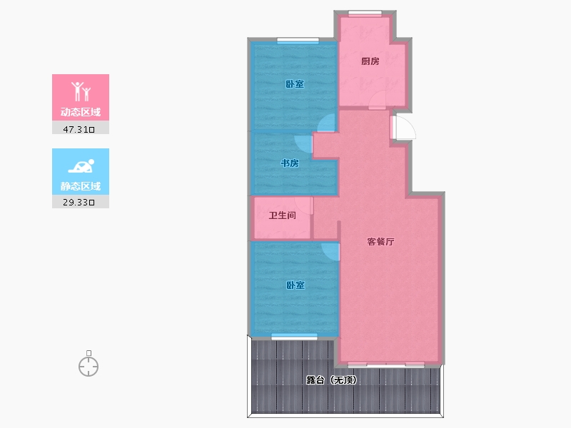 辽宁省-葫芦岛市-恒嘉渤海御景-85.58-户型库-动静分区