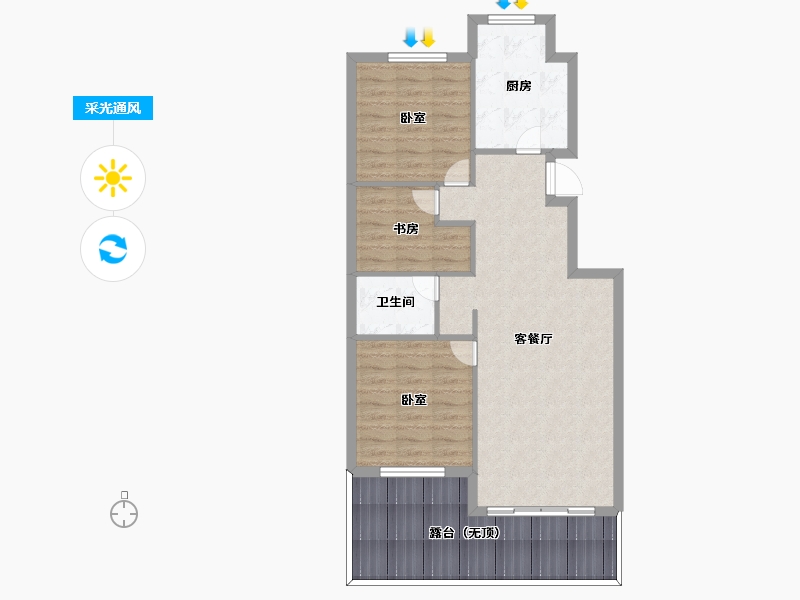 辽宁省-葫芦岛市-恒嘉渤海御景-85.58-户型库-采光通风