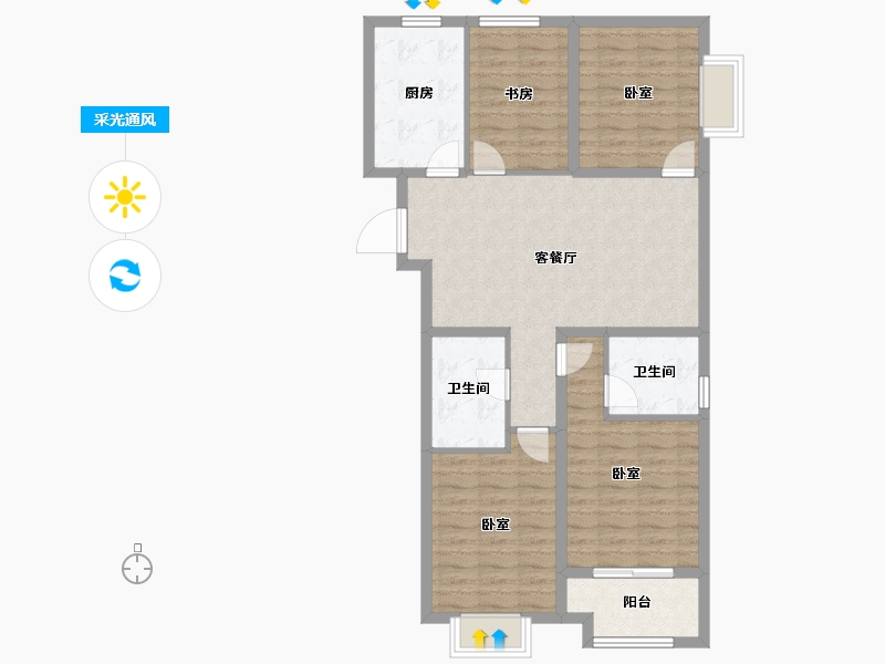 山西省-太原市-新希望花园-96.09-户型库-采光通风