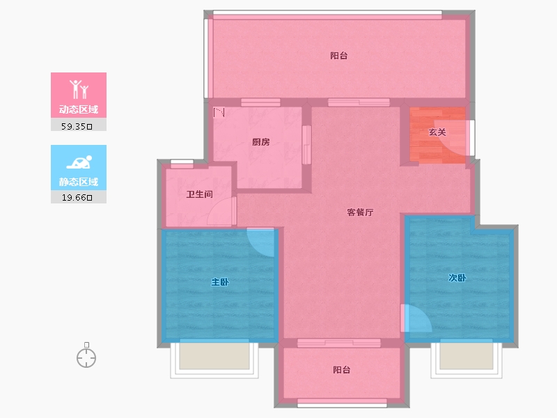 江苏省-南京市-孔雀城·湖畔澜庭-70.00-户型库-动静分区