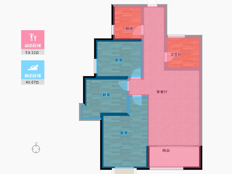 甘肃省-兰州市-长城嘉峪苑-89.21-户型库-动静分区