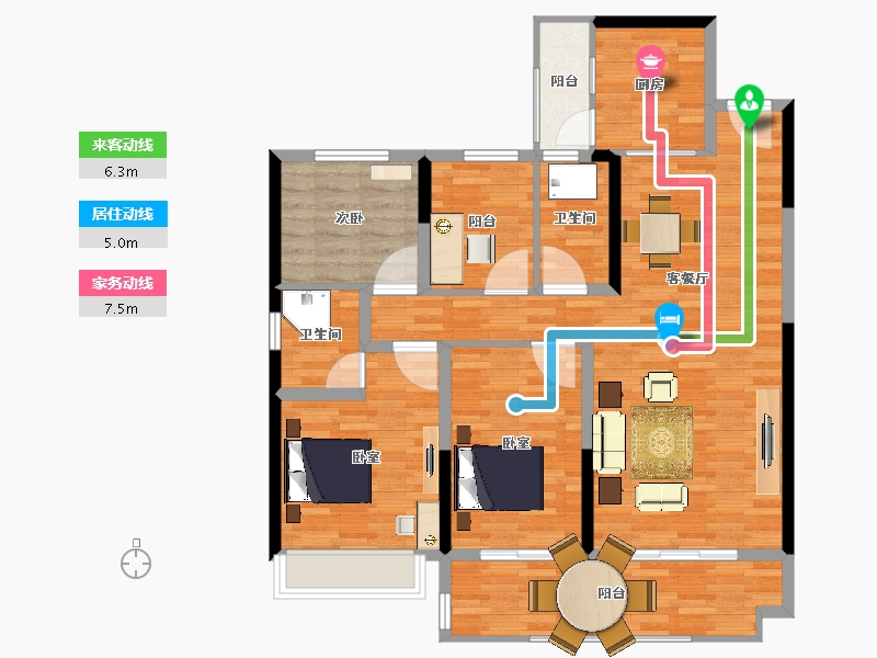 陕西省-宝鸡市-宝鸡碧桂园凤凰城-108.99-户型库-动静线