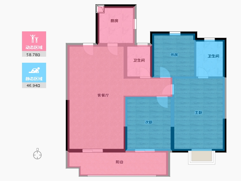 江苏省-徐州市-华建溪棠-95.09-户型库-动静分区