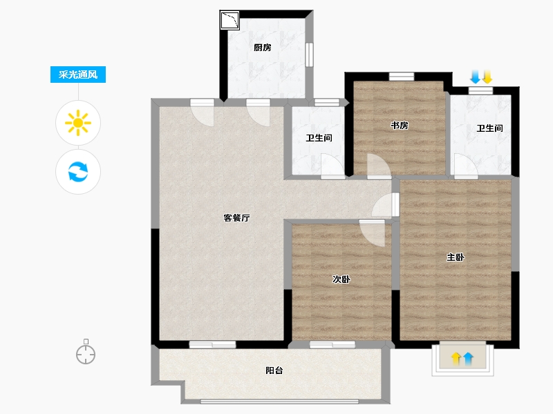 江苏省-徐州市-华建溪棠-95.09-户型库-采光通风