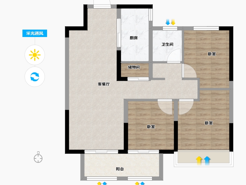 江苏省-徐州市-中昂·博观-88.00-户型库-采光通风