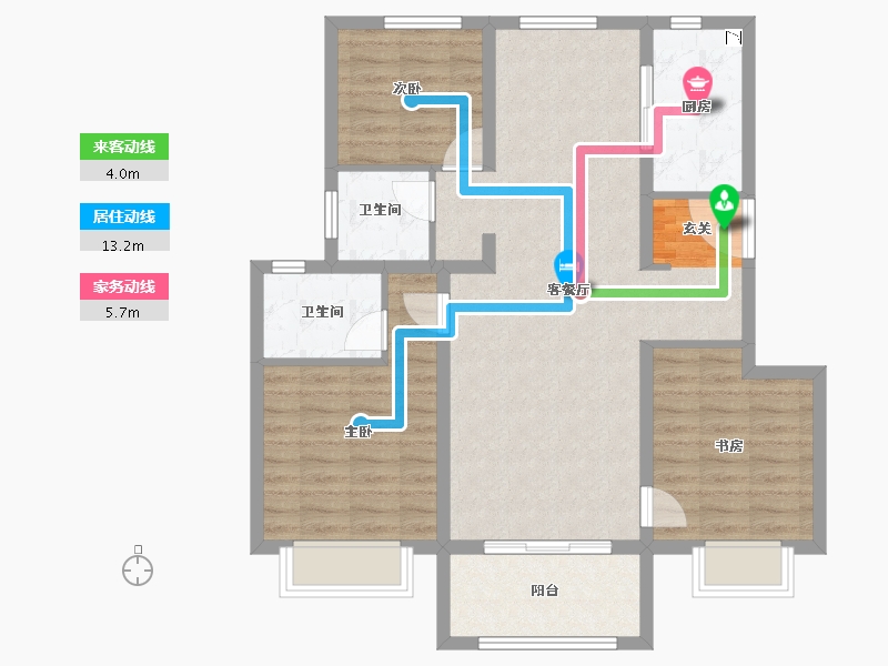 江苏省-南京市-孔雀城·湖畔澜庭-90.00-户型库-动静线