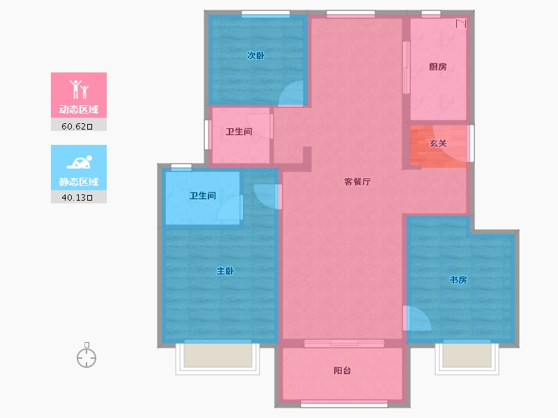 江苏省-南京市-孔雀城·湖畔澜庭-90.00-户型库-动静分区