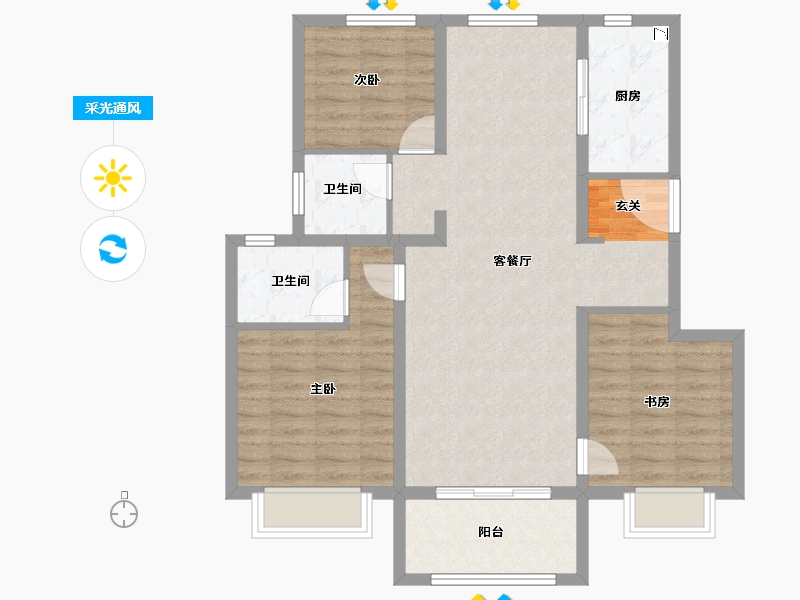 江苏省-南京市-孔雀城·湖畔澜庭-90.00-户型库-采光通风