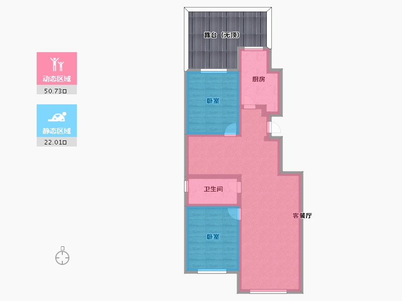 辽宁省-葫芦岛市-恒嘉渤海御景-76.33-户型库-动静分区