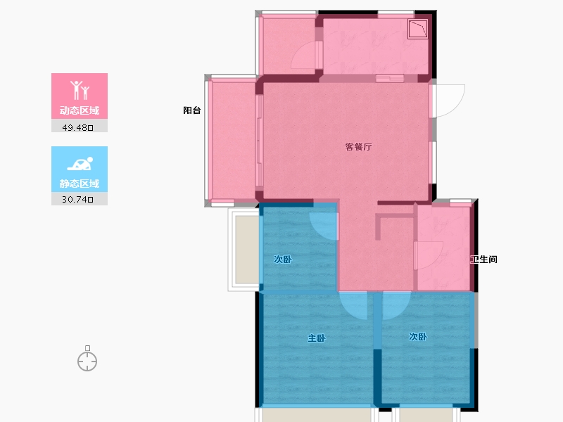 江苏省-南京市-碧桂园凤凰城-71.00-户型库-动静分区