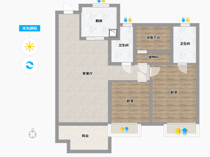 江苏省-苏州市-金科源江筑-82.00-户型库-采光通风