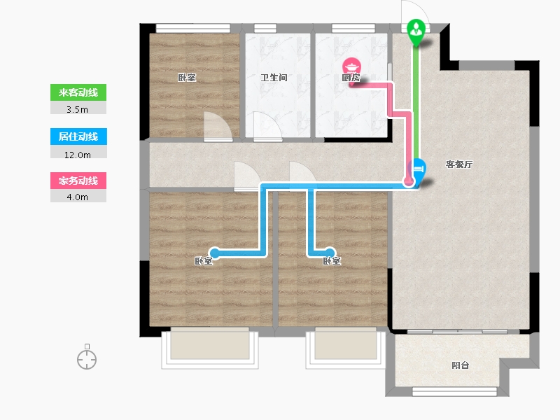 江苏省-苏州市-金科观天下-76.00-户型库-动静线