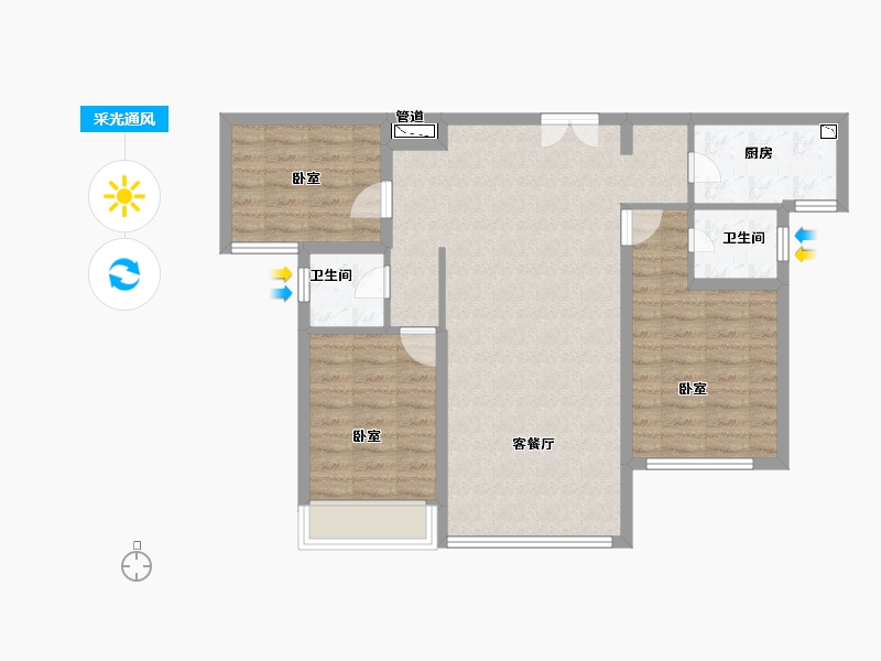 甘肃省-天水市-天麟金水湾-84.19-户型库-采光通风