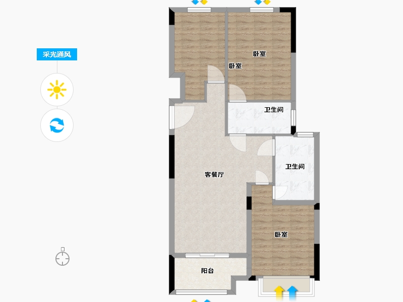 江苏省-苏州市-亨通吴越锦绣-92.00-户型库-采光通风