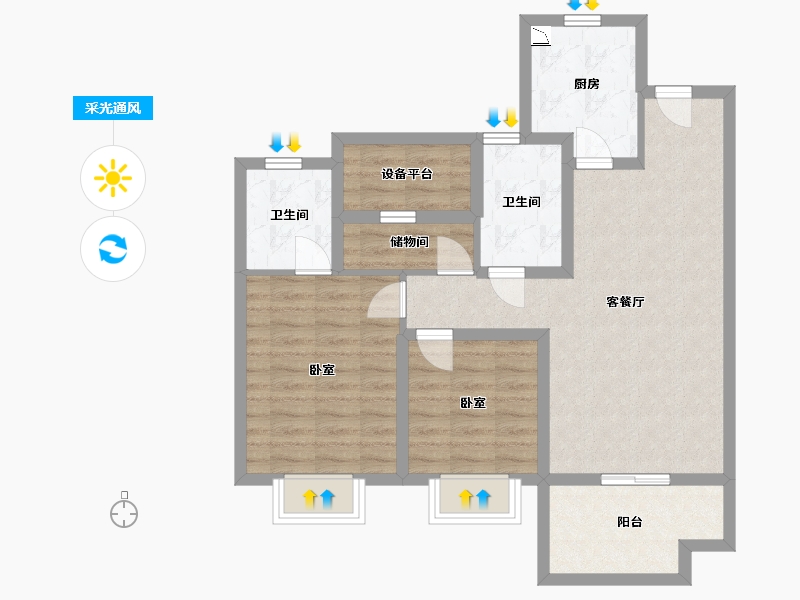 江苏省-苏州市-金科源江筑-81.01-户型库-采光通风