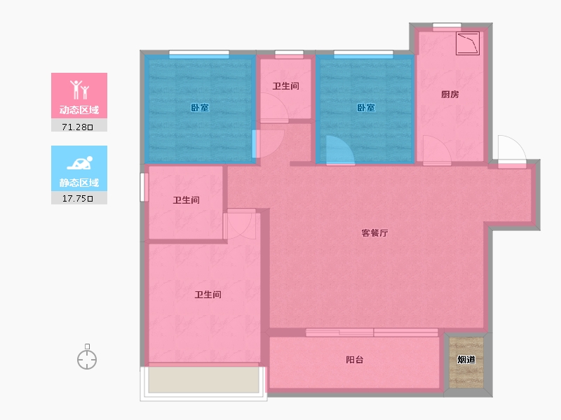 甘肃省-兰州市-绿地兰州丝路世界中心-80.68-户型库-动静分区