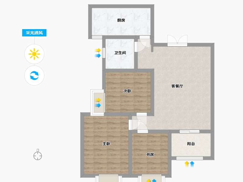 陕西省-西安市-华宇景观天下二期-79.00-户型库-采光通风