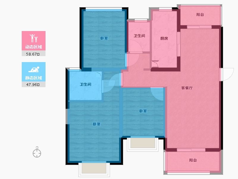 江苏省-苏州市-璀璨绿翠花园-95.00-户型库-动静分区