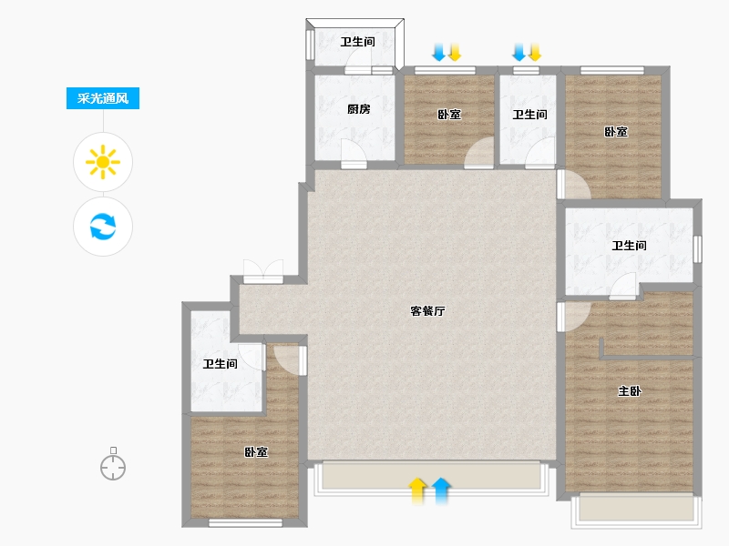 陕西省-西安市-中国铁建西派时代-150.31-户型库-采光通风