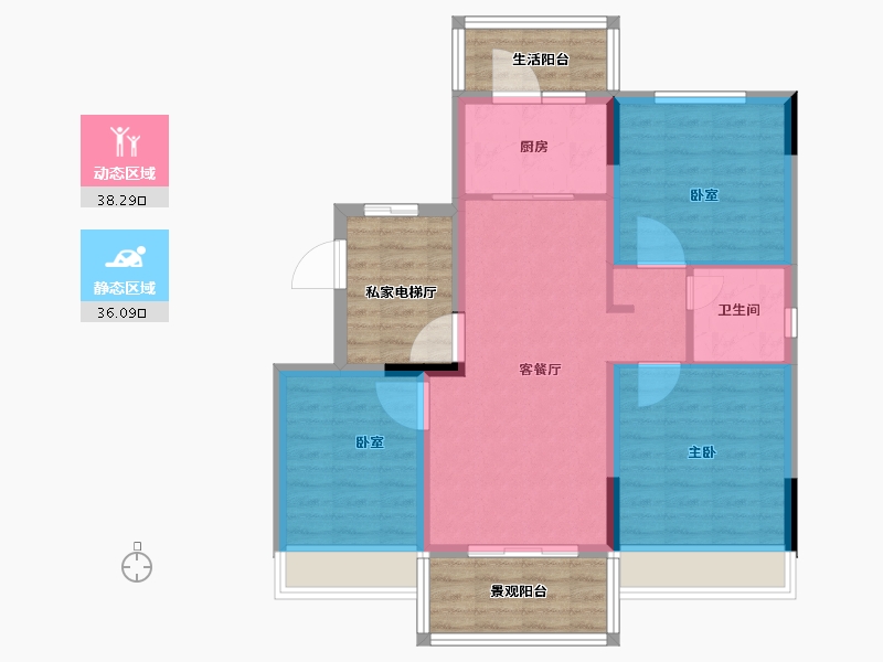 江苏省-南京市-碧桂园伯爵台-83.54-户型库-动静分区