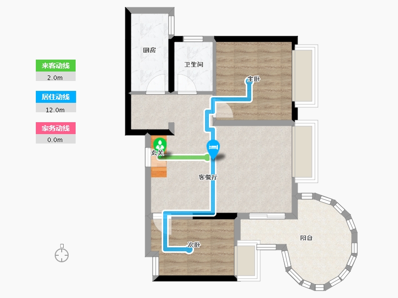 陕西省-西安市-易道郡玫瑰公馆-63.20-户型库-动静线