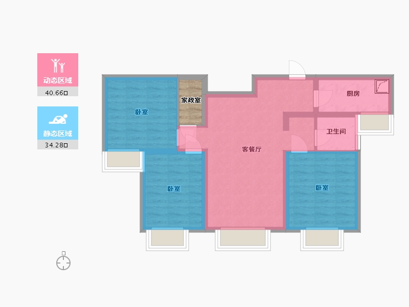 甘肃省-兰州市-保利领秀山-68.26-户型库-动静分区