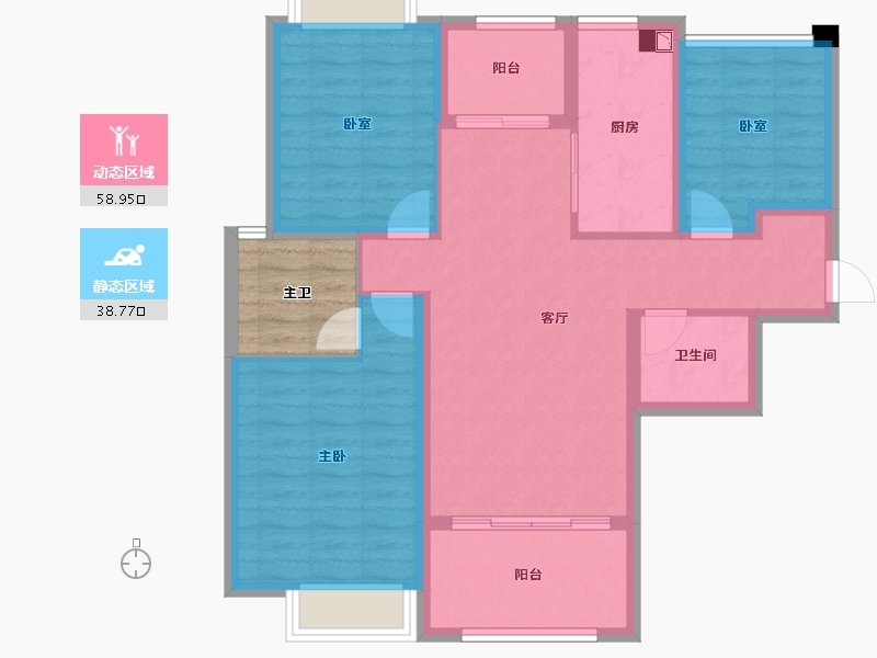 江苏省-苏州市-首开玖珑湾-91.91-户型库-动静分区