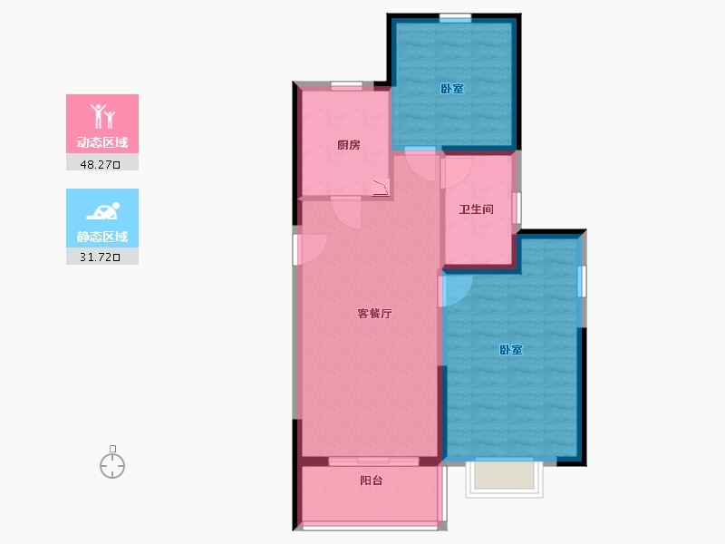 江苏省-南京市-银城旭辉云臺天境-71.79-户型库-动静分区