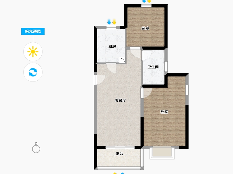 江苏省-南京市-银城旭辉云臺天境-71.79-户型库-采光通风