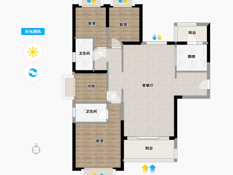 甘肃省-兰州市-兰州恒大御景天下-100.55-户型库-采光通风