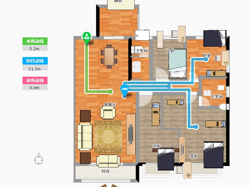 陕西省-宝鸡市-宝鸡碧桂园凤凰城-105.21-户型库-动静线