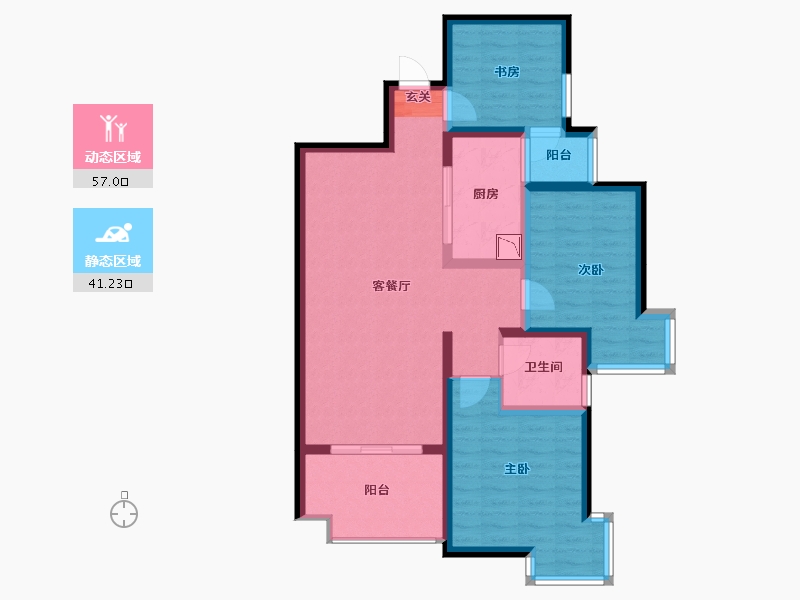 陕西省-西安市-易道郡玫瑰公馆-86.74-户型库-动静分区