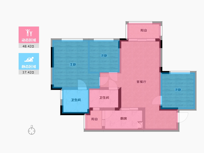 四川省-成都市-新城金樾长岛-75.43-户型库-动静分区