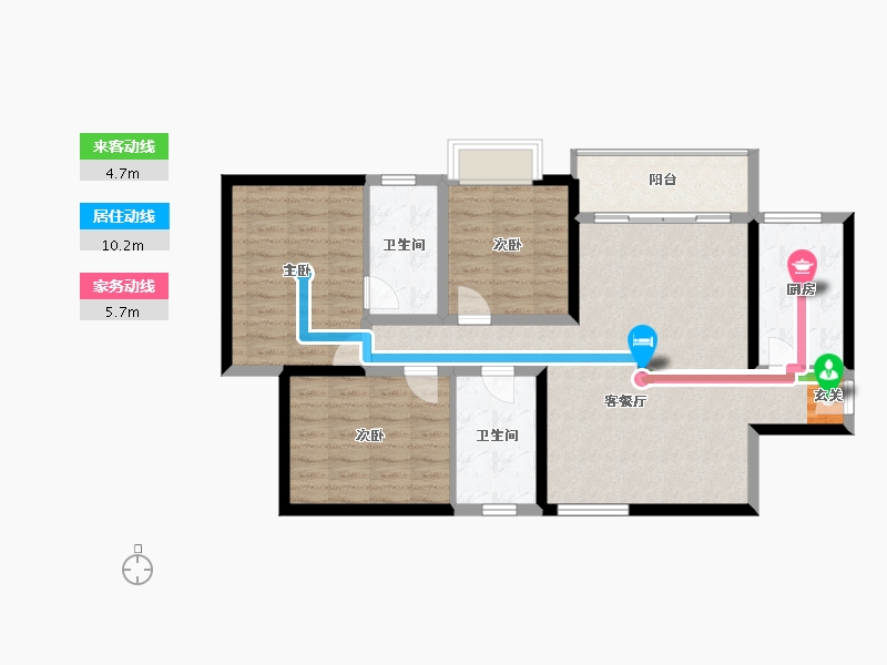 陕西省-西安市-易道郡玫瑰公馆-95.30-户型库-动静线