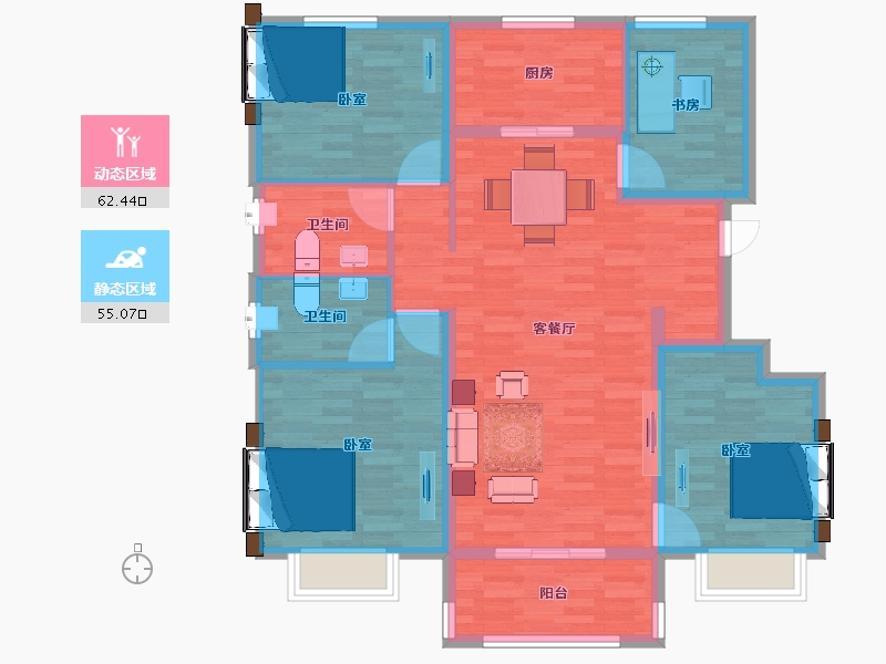 江苏省-南京市-樾山林语园-105.99-户型库-动静分区