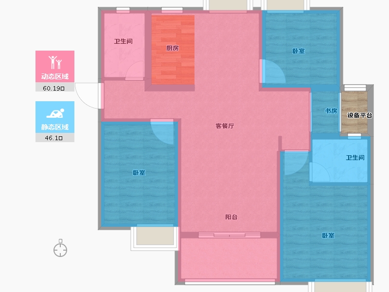 江苏省-苏州市-苏州吴中万达广场-97.00-户型库-动静分区