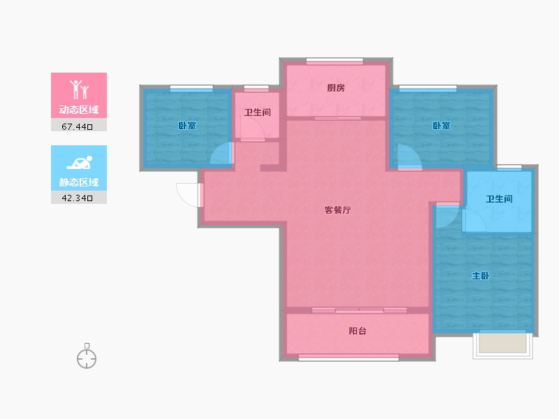 陕西省-咸阳市-青龙紫薇花园-98.53-户型库-动静分区