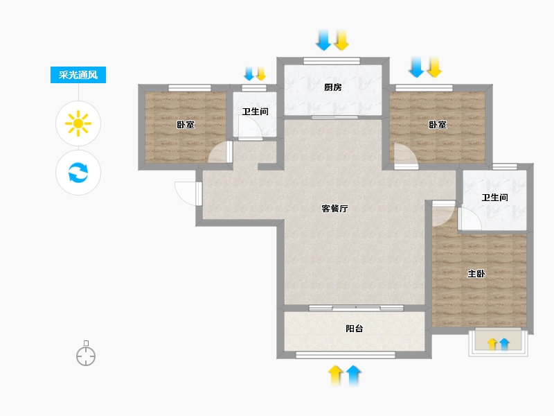 陕西省-咸阳市-青龙紫薇花园-98.53-户型库-采光通风