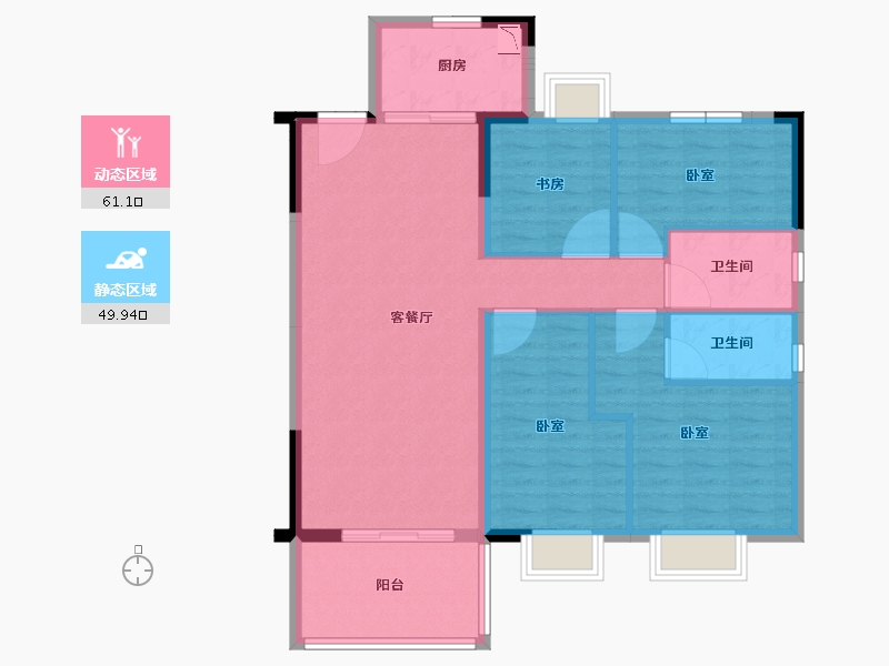 江苏省-苏州市-碧桂园观澜天境-100.00-户型库-动静分区