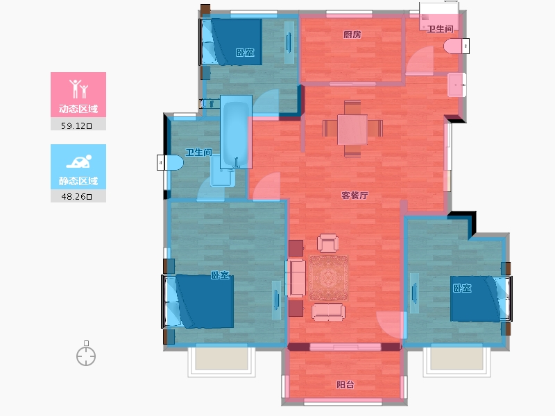 江苏省-南京市-樾山林语园-97.97-户型库-动静分区