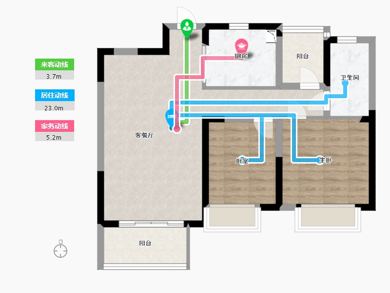 江苏省-苏州市-水漾花城花苑-70.00-户型库-动静线