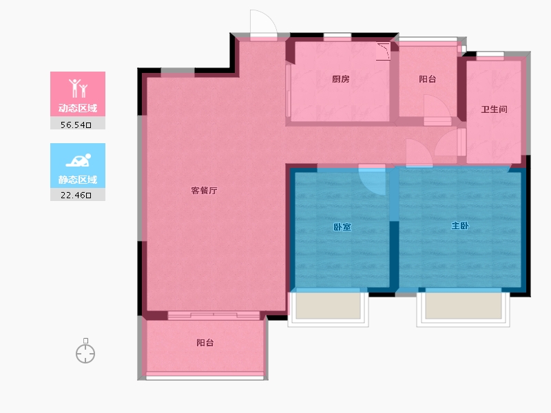 江苏省-苏州市-水漾花城花苑-70.00-户型库-动静分区