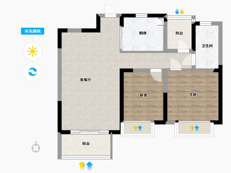 江苏省-苏州市-水漾花城花苑-70.00-户型库-采光通风