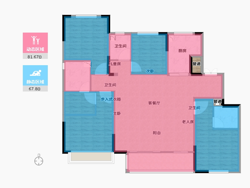 江苏省-徐州市-徐州富春山居-136.00-户型库-动静分区