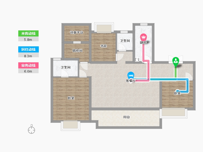 江苏省-苏州市-金科源江筑-106.00-户型库-动静线