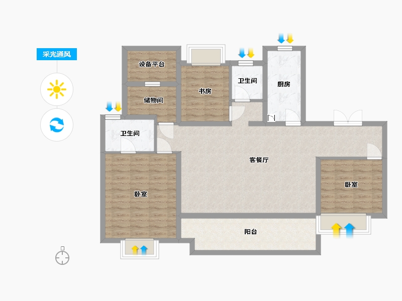 江苏省-苏州市-金科源江筑-106.00-户型库-采光通风